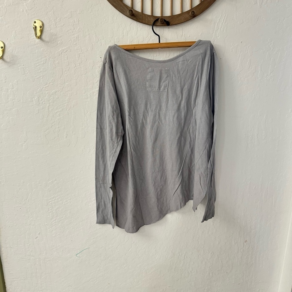 Frank & Eileen Gray Large Assymetrical Hem Line Lightweight Long Sleeve Cotton - Picture 7 of 8
